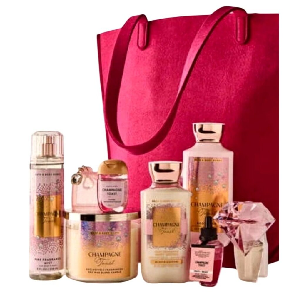 Bath & Body Works Champagne Toast 9pc Gift Set With Tote NEW